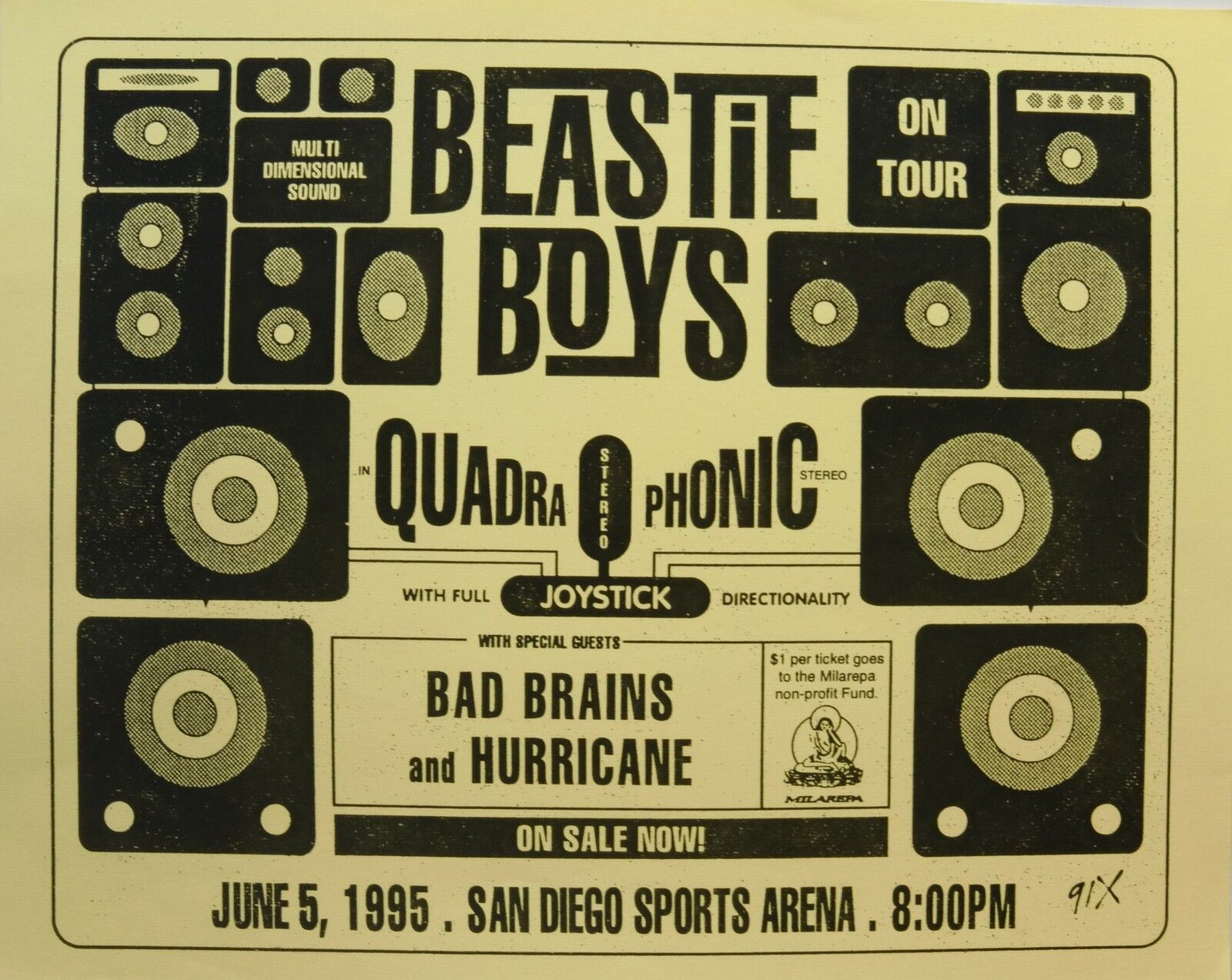 Beastie Boys "quadrophonic Multi Demensional Sound" 1995 San Diego Tour Poster