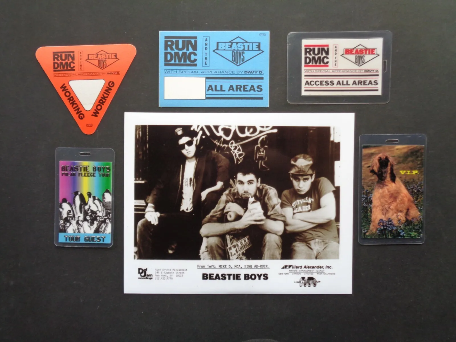 Beastie Boys,b/w Promo Photo,5 Vintage Backstage Passes
