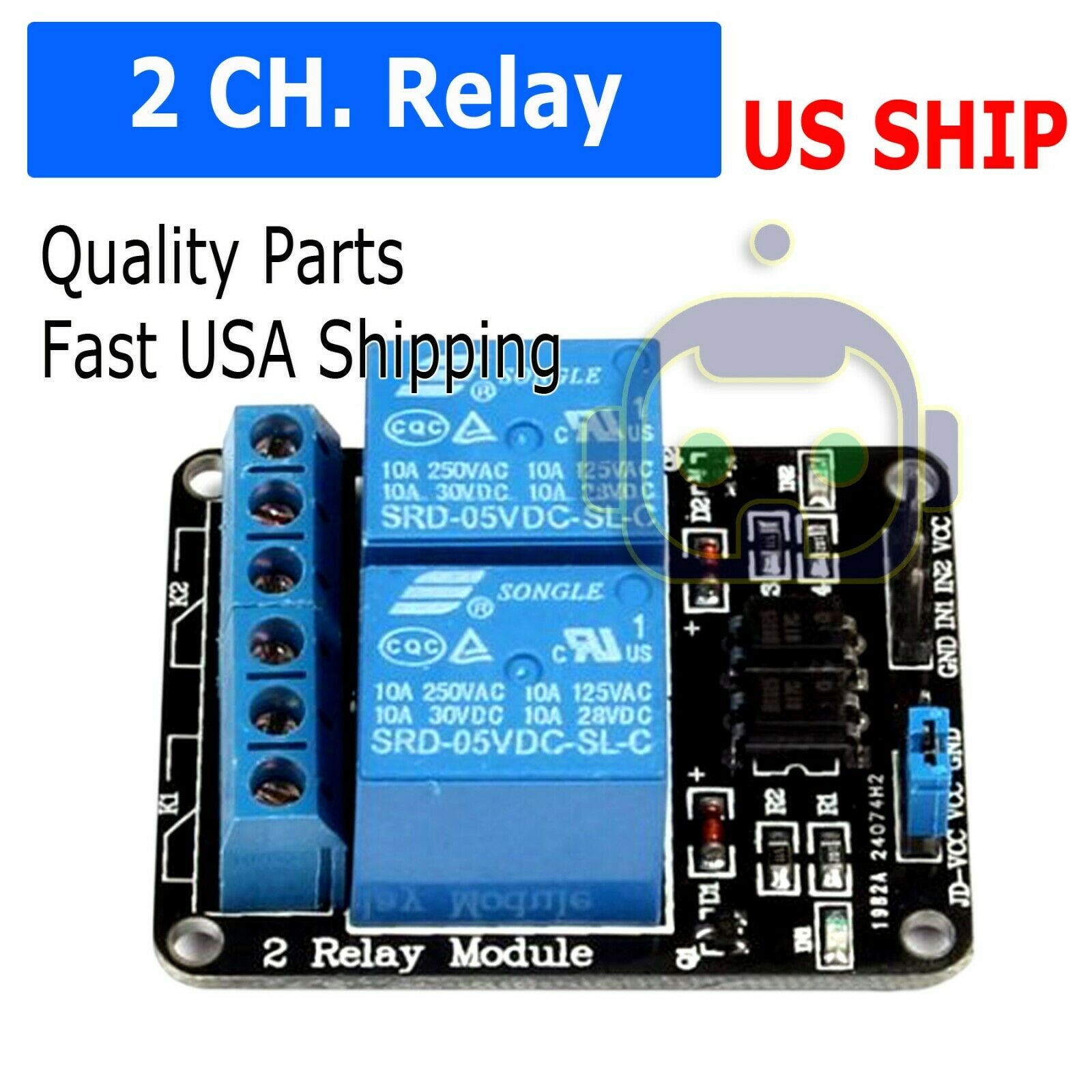 2 Channel Dc 5v Relay Switch Module For Arduino Raspberry Pi Arm Avr Dsp