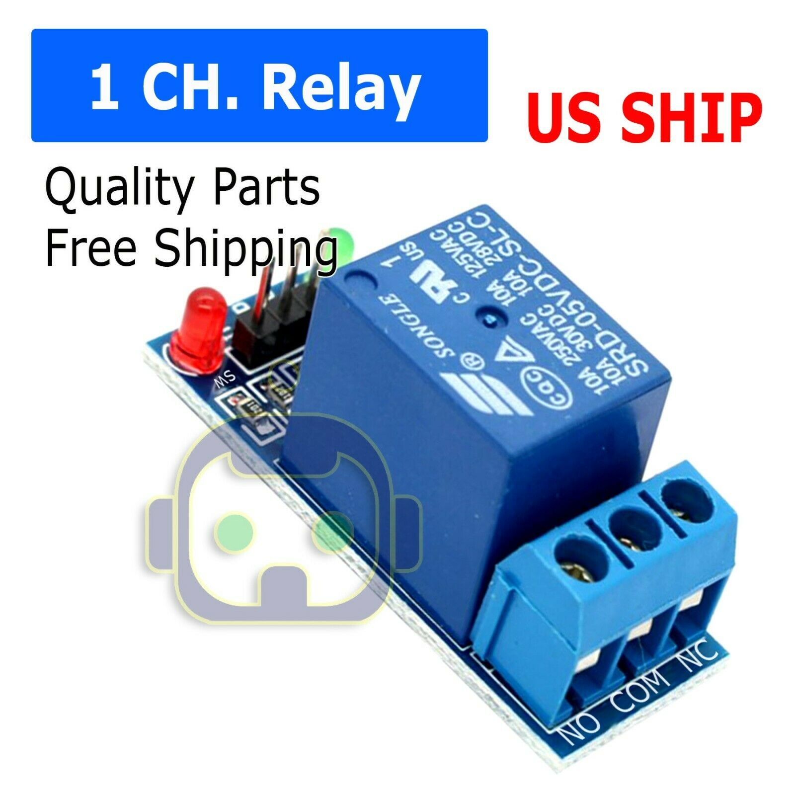 One 1 Channel Relay Module Shield 5v Control 250v/10a W/ Optocoupler For Arduino