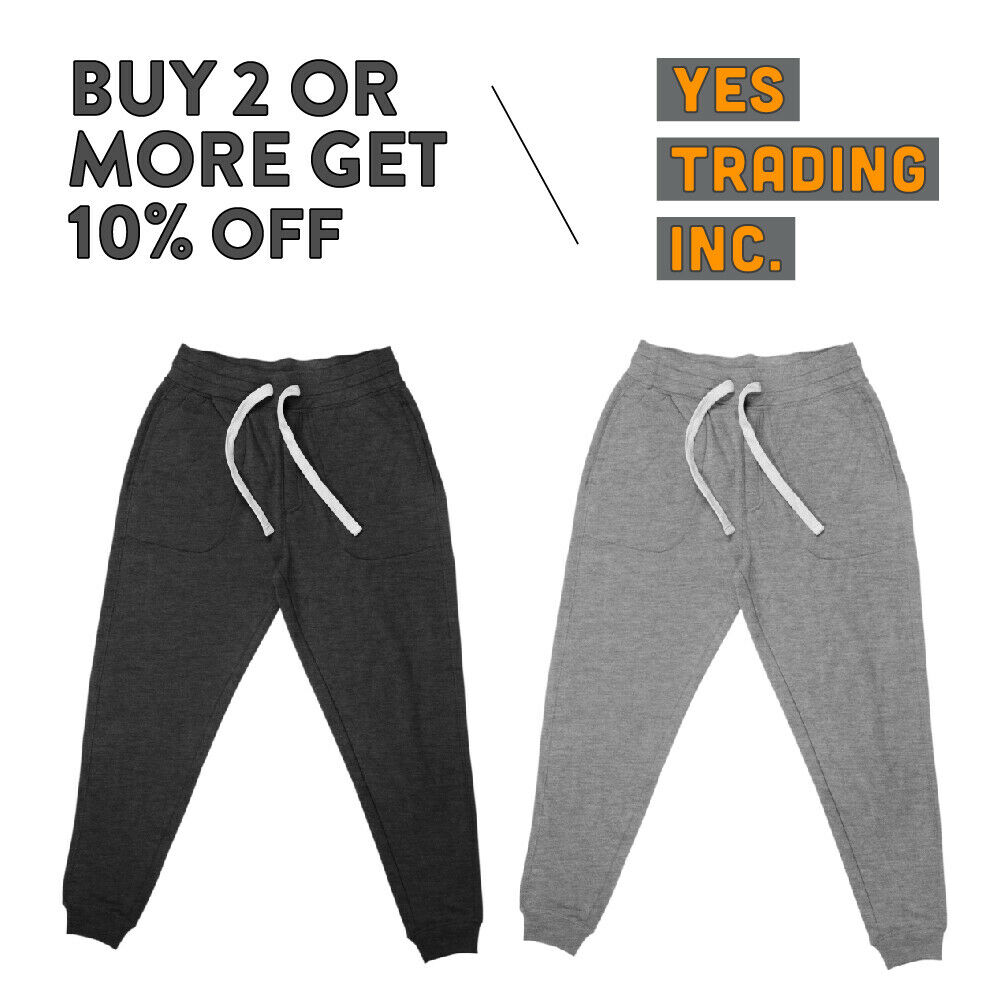 Mens Plain Sweatpants 3 Pockets Basic Joggers Casual Fleece Pants Drawstrings