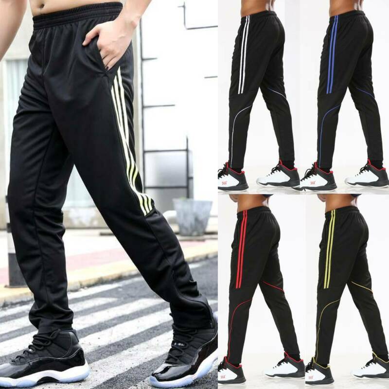 Men's Track Pants Gym Training Sweatpants Zipper Pocket Joggers Stretch Trousers