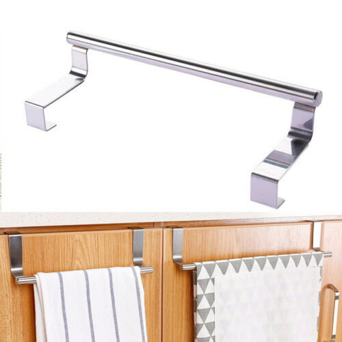 Over Door Towel Rack Bar Hook Kitchen Cabinet Storage Stainless Shelf Holder Usa