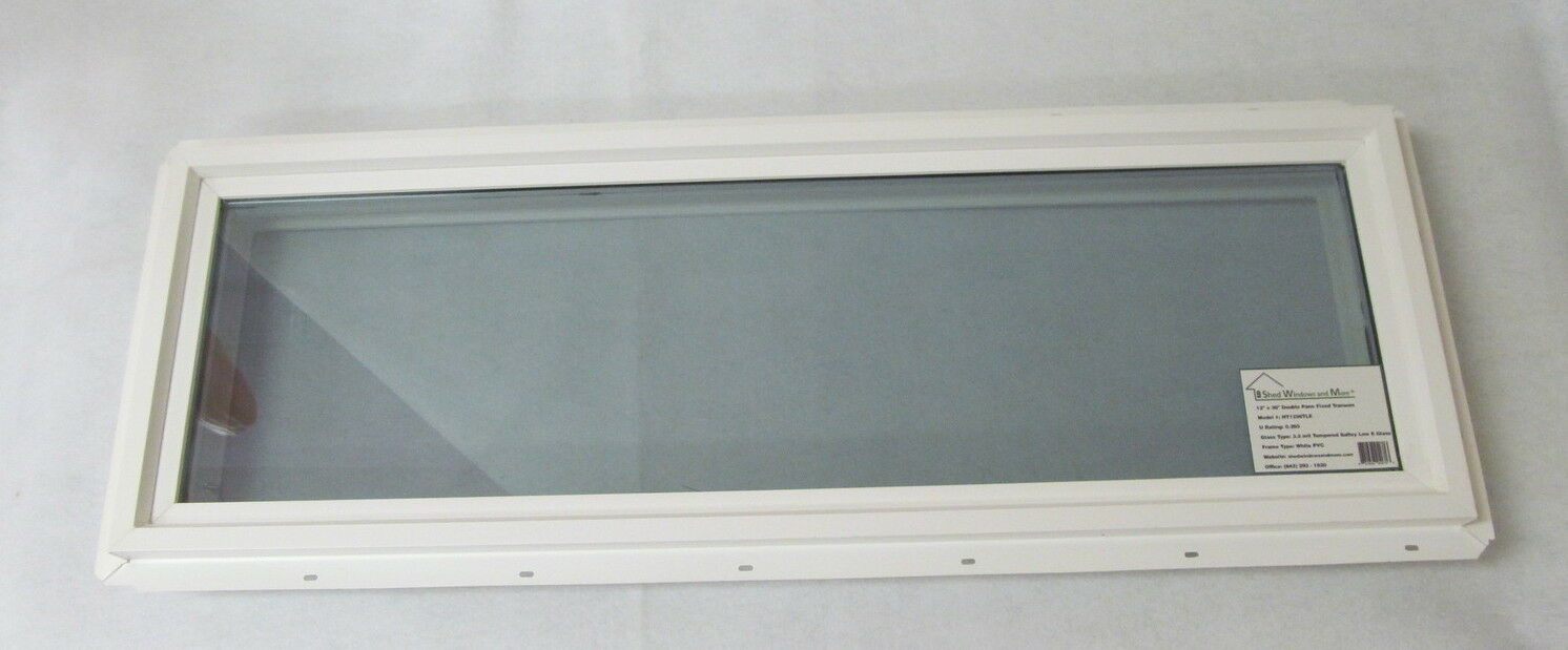 Transom Window 12" X 36" Double Pane Low-e Tempered Glass Pvc Frame